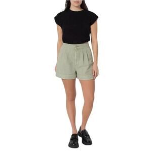 Joie NWT High Rise Pleated A-Line Shorts Faded Cactus Green Women XL